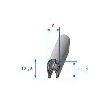 Profil en U BLEU pour bord de tôle avec armature métallique