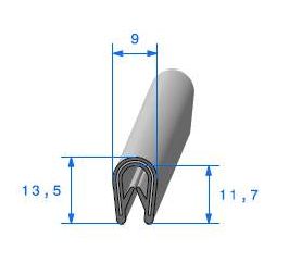 Profil en U gris clair pour bord de tôle avec armature métallique