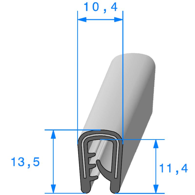 Profil en U bord de tôle ou polyester noir avec armature métallique