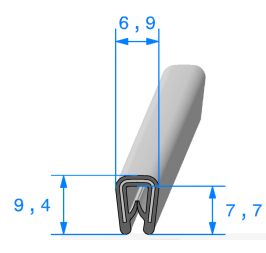 Profil en U gris pour bord de tôle avec armature métallique