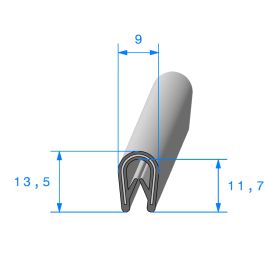 Profil en U gris pour bord de tôle avec armature métallique