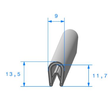 Profil en U blanc pour bord de tôle avec armature métallique