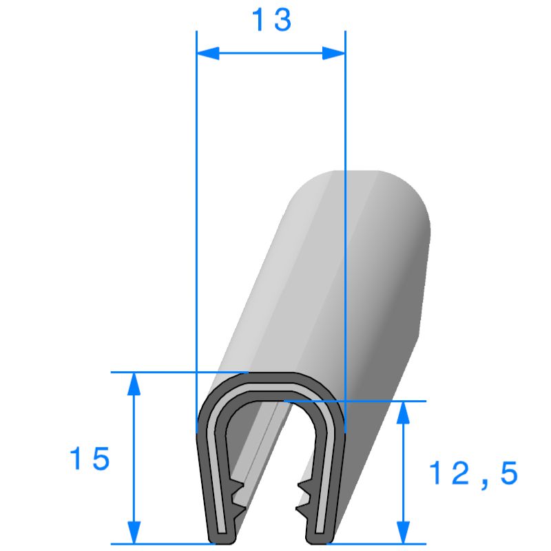 Profil en U pour bord de tôle 5 / 6 mm noir