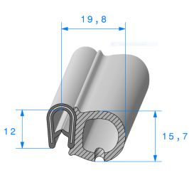 Joint de porte ou de coffre a bulbe lateral en mousse et pince a armature metallique