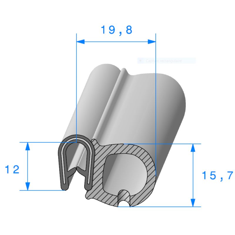 Joint de porte ou de coffre a bulbe lateral en mousse et pince a armature metallique