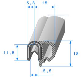 Joint de porte ou de coffre a bulbe latéral en mousse et pince a armature métallique