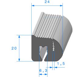 Joint de vitre fixe, pare brise et lunette arrière