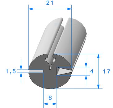 Joint de pare brise et de lunette arrière à clé