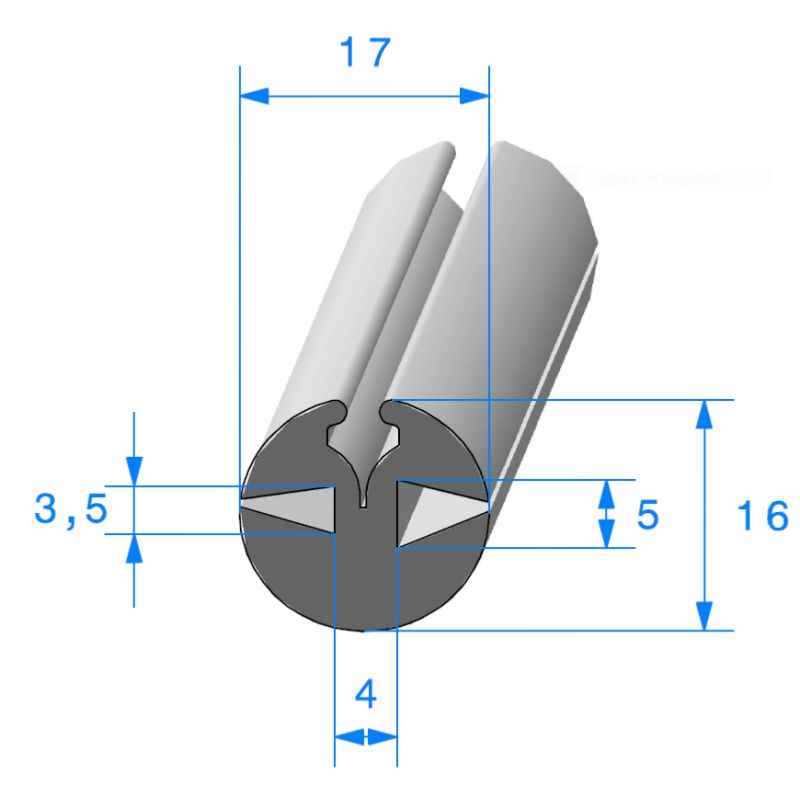 Joint de vitre à clé 3,5 x 5 mm