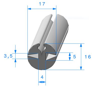 Joint de vitre à clé 3,5 x 5 mm