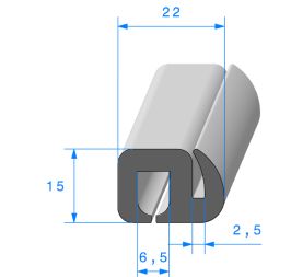 Joint de vitre fixe pour vitre epaisseur 5 / 6 / 7mm