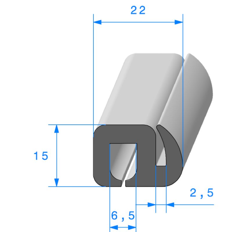 Joint de vitre fixe pour vitre epaisseur 5 / 6 / 7mm