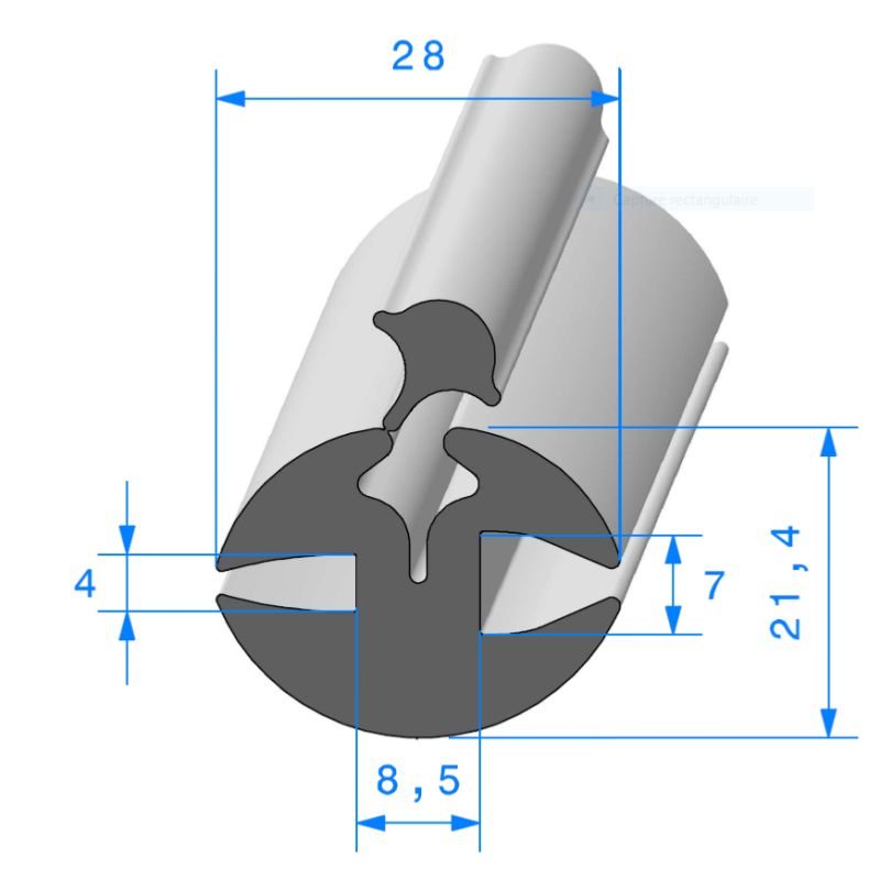 Joint de vitre avec clé  4 x 7mm