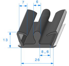 Coulisse double 13 mm x 26 mm souple vendue au mètre