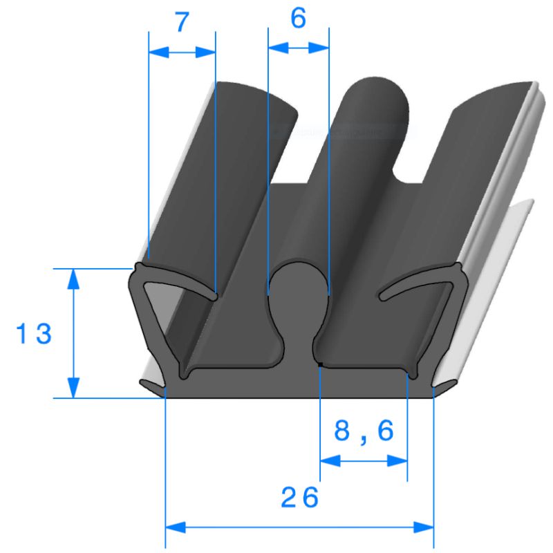 Coulisse double 13 mm x 26 mm souple vendue au mètre