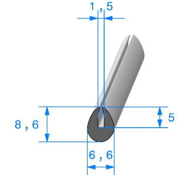 Profil en U noir pour bord de tôle de 1,5 mm sans armature 8,6 x 6,6 mm