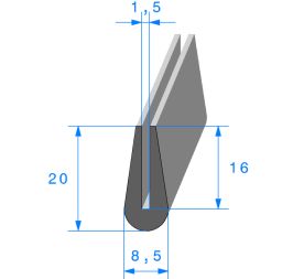 Bord de tôle 1,5 mm sans armature 20 x 8,5 mm