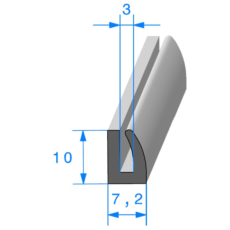 Calage de glace 10 x 7,2 mm pour tôle ou plexi de 3 mm