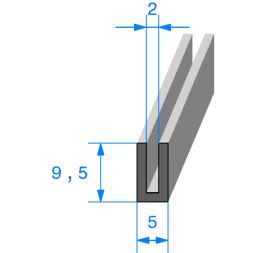 Calage de glace pour vitre, tôle ou plexi de 2 mm 9,5 x 5 mm