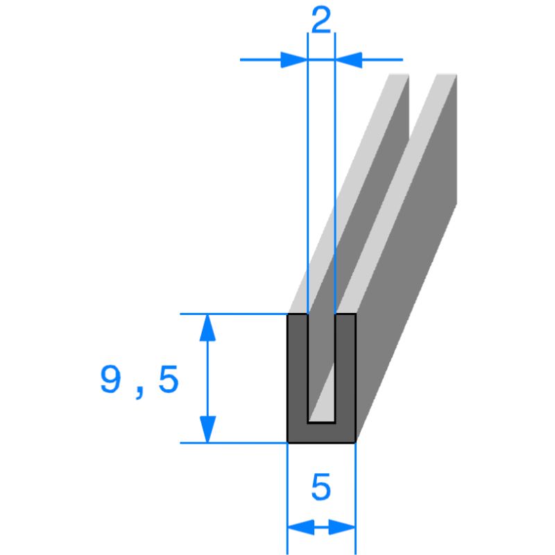 Calage de glace pour vitre, tôle ou plexi de 2 mm 9,5 x 5 mm