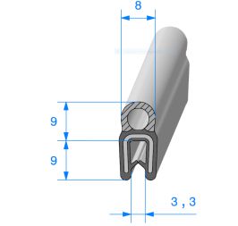 Jointd'ouvrant bulbe mousse 8 mm