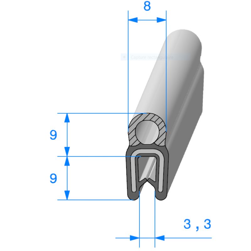 Joint  d'ouvrant bulbe mousse 8 mm