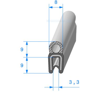 Joint  d'ouvrant bulbe mousse 8 mm