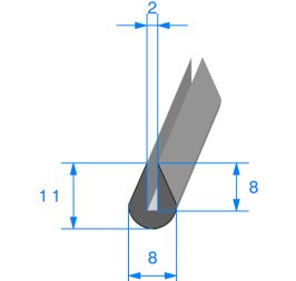 Bord de tôle 2 mm sans armature11 x 8 mm