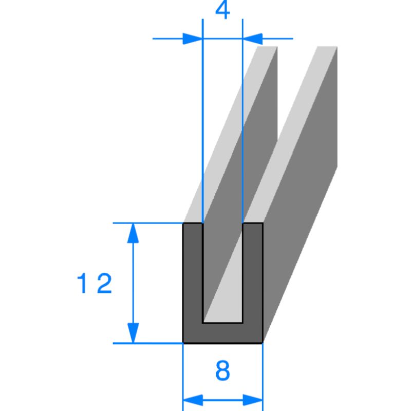 Calage de glace pour vitre, tôle ou plexi de 4 mm 12 x 8mm