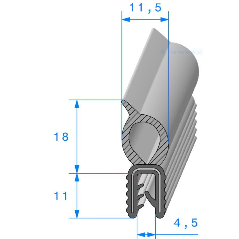 Joint de hayon côté intérieur pour Peugeot 204 304 coupé