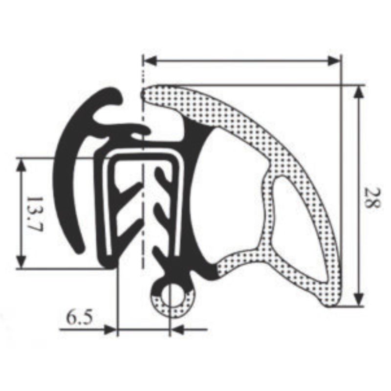 Joint de coffre ou de porte avec bourrelet et lèvre mousse