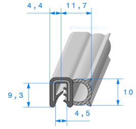 Profil en U 9,3 mm avec mousse latérale