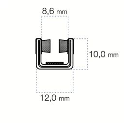 Coulisse de vitre floquée et armée 12 mm x 10 mm vendue au mètre