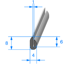 Profil en U , bord de tôle 8mm decalé