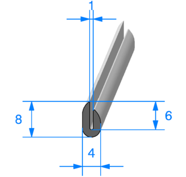Profil en U , bord de tôle 8mm decalé