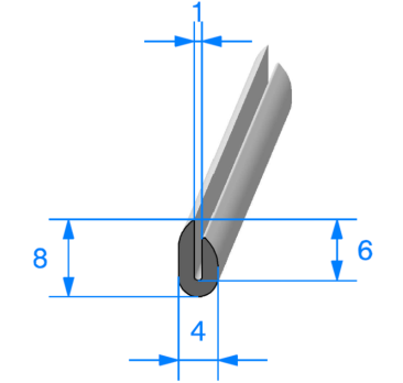 U-profile, offset 8 mm panel edge, for 1 mm sheet metal | Tido