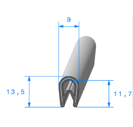 Profil en U bleu Gordini pour bord de tôle avec armature métallique