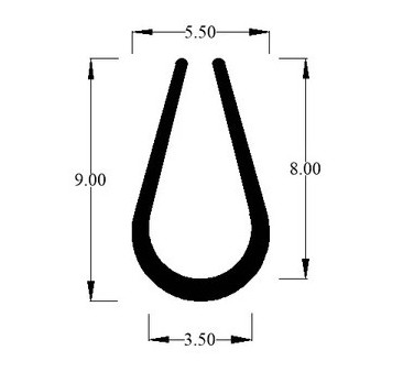 Perfil en U para borde de chapa PVC/aluminio 9 mm vendido por metros