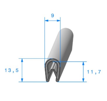 Profil en U blanc pour bord de tôle avec armature métallique