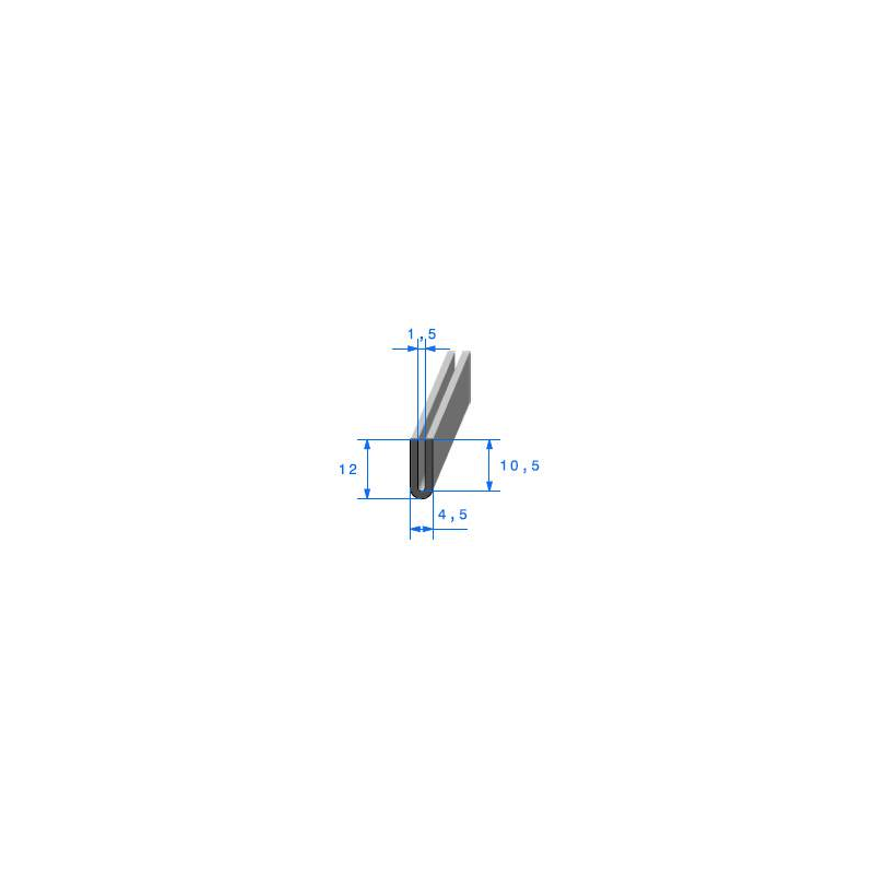 Joint en U noir compact sans armature calage de tôle 12 x 4,5 mm