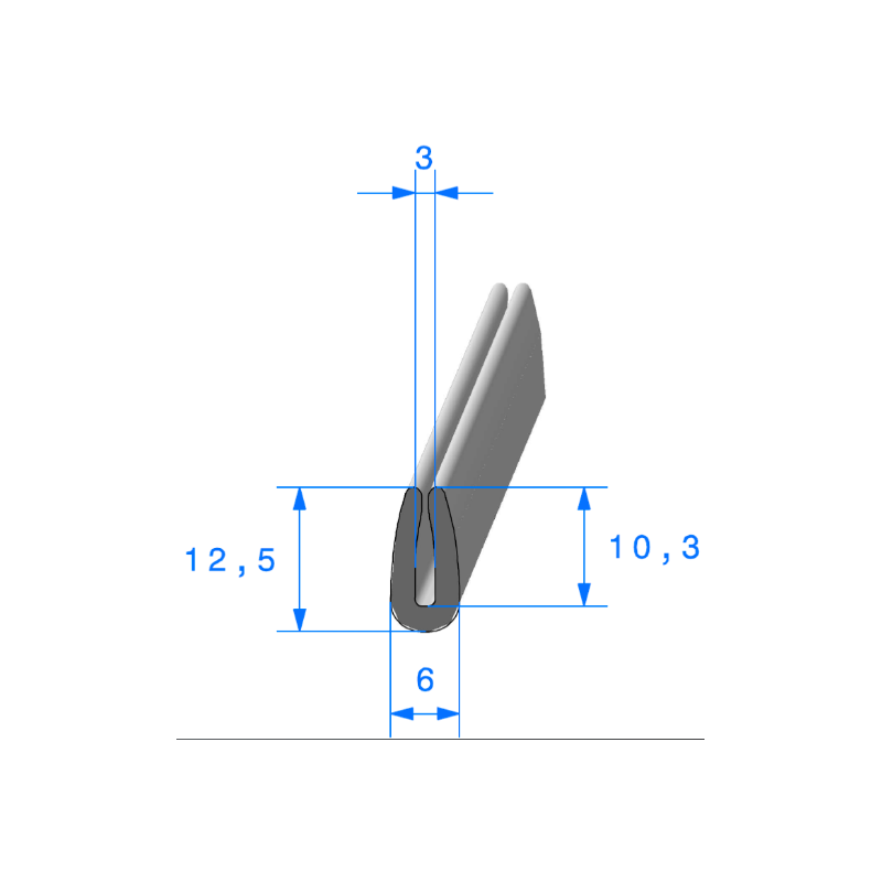 Calage de glace pour vitre, tôle ou plexi de 2mm 9,5 x 5 mm