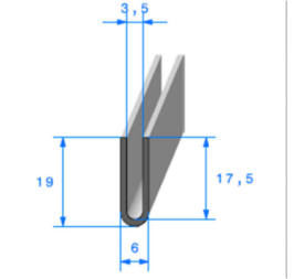 Calage de glace pour vitre, tôle ou plexi de 3,5 mm 19 x 6 mm