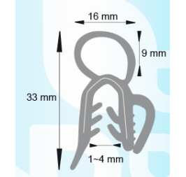 Joint de coffre ou de porte avec bourrelet et lèvre JC325