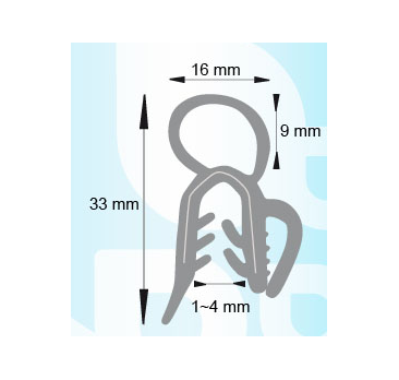 Joint de coffre ou de porte avec bourrelet et lèvre JC325
