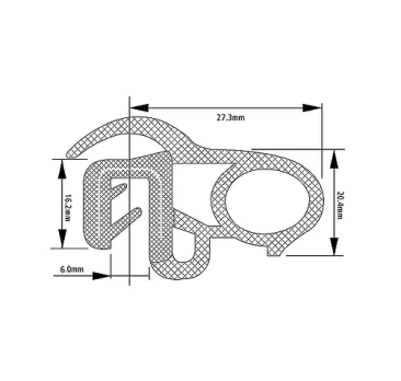 Joint de coffre ou de porte avec bourrelet et lèvre JC327