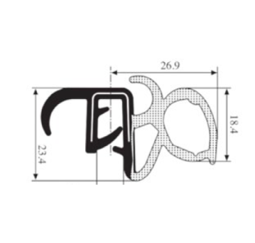 Joint de coffre ou de porte avec bourrelet et lèvre JC328
