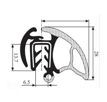Joint de coffre ou de porte avec bourrelet et lèvre JC329