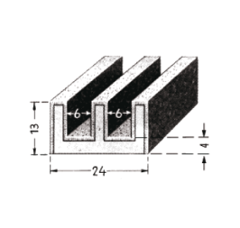 Coulisse double 24 mm x 13 mm