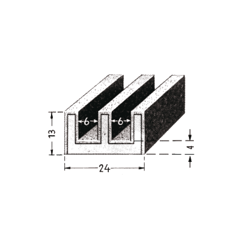 Coulisse double 24 mm x 13 mm