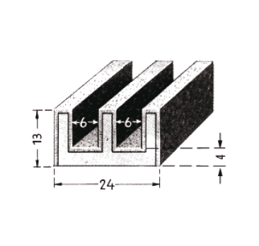 Coulisse double 24 mm x 13 mm